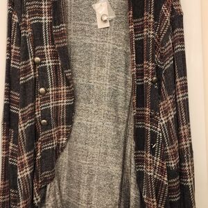 Maurice's Plaid Women's Cardigan - Gray and Brown